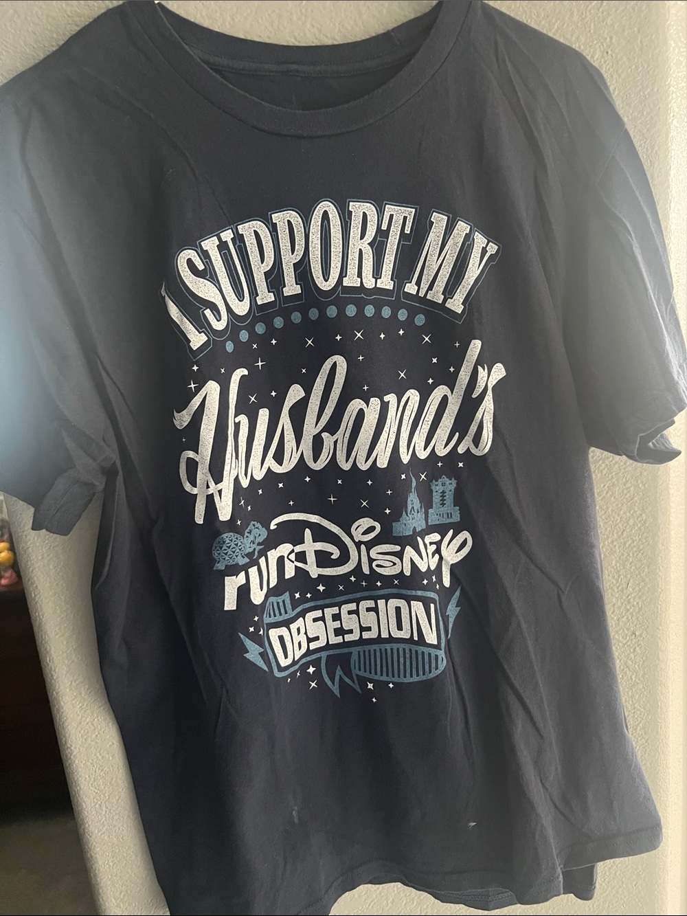 Disney Navy Blue Short Sleeve 'I Support My Husband's Disney Obsession' Tee